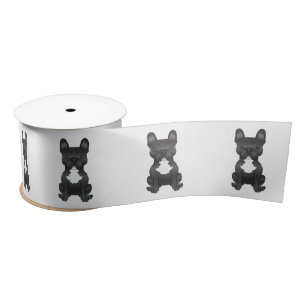 Black And White French Bulldog Cute Cartoon Dog Satin Ribbon