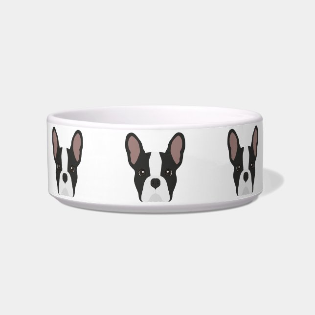 Black and White French Bulldog Dog Bowl (Front)