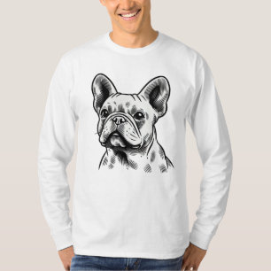Black and White French Bulldog Portrait T-Shirt