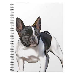 BLACK AND WHITE FRENCH BULLDOG SPIRAL NOTEBOOK
