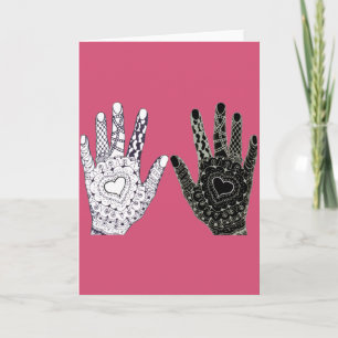 Black and White Friendship Hands Card
