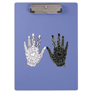 Black and White Friendship Hands Clipboard