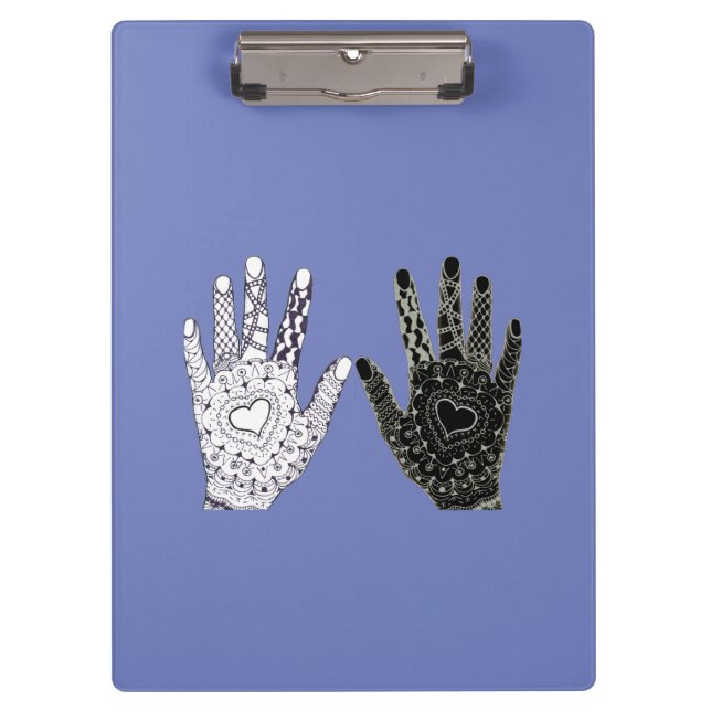 Black and White Friendship Hands Clipboard (Front)