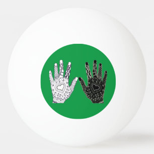 Black and White Friendship Hands Ping Pong Ball