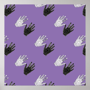 Black and White Friendship Hands Poster