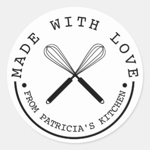 Black And White From The Kitchen Made With Love  Classic Round Sticker