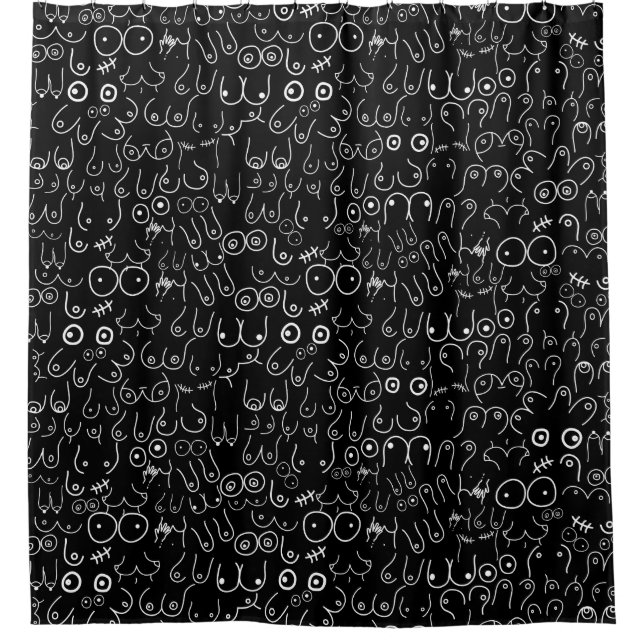 black and white fun design shower curtain (Front)