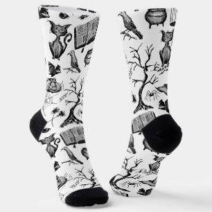 Black and White Fun Spooky Halloween  Socks