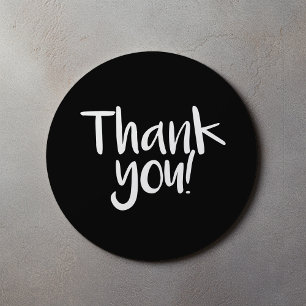 Black and white fun text thank you sticker