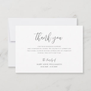 black and white funeral thank you cards