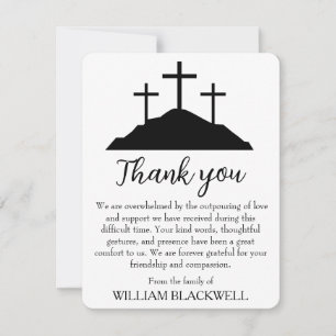 black and white funeral thank you cards