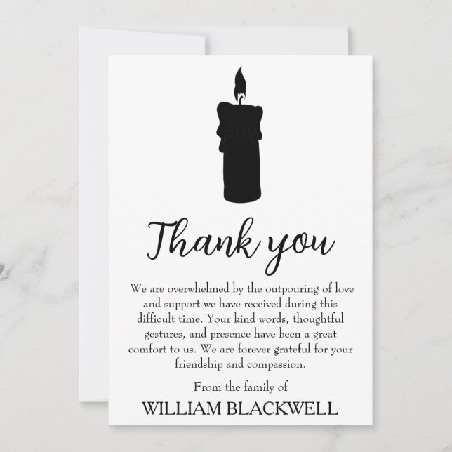 black and white funeral thank you cards (Front)