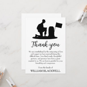black and white funeral thank you cards