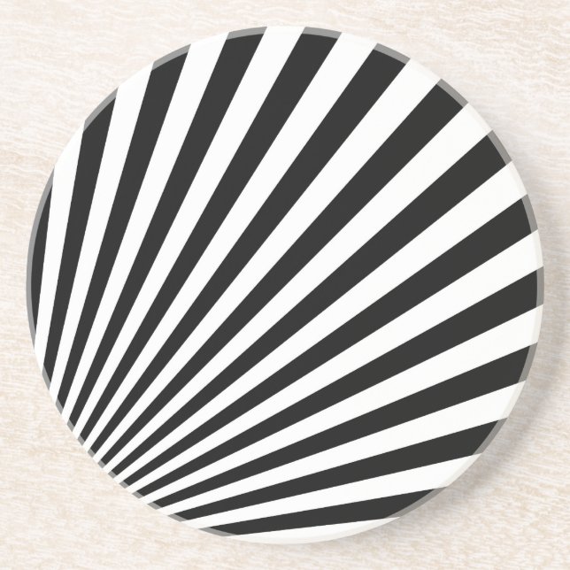 Black and White Funky Striped Abstract Art Coaster (Front)