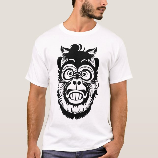 Black and white Funny Monkey style T-Shirt (Front)