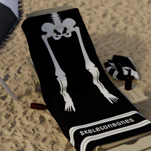Black and White Funny Skeleton Legs Spooky Beach Towel