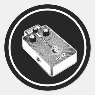 Black and White Fuzz Classic Round Sticker