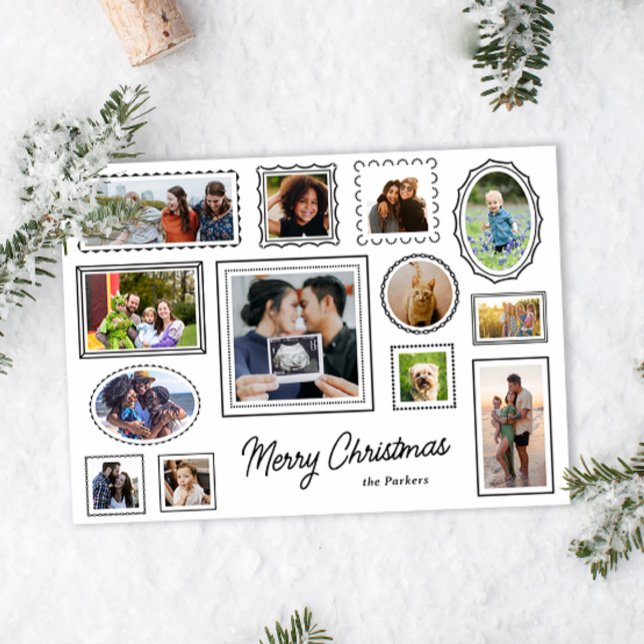 Black and White Gallery Wall Multi-Photo Holiday Card (Creator Uploaded)