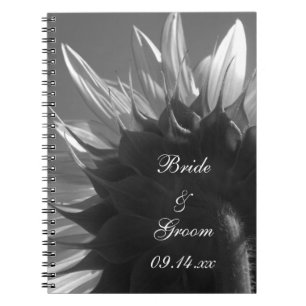 Black and White Garden Sunflower Wedding Spiral Notebook