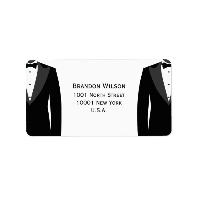 Black And White Gay Wedding Address Labels (Front)