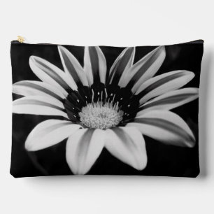 Black and White Gazania Flower Photograph Accessory Pouch