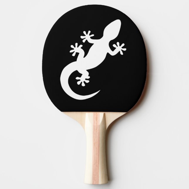 Black and White Gecko Ping Pong Paddle (Back)