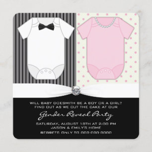 Black and White Gender Reveal Invitation