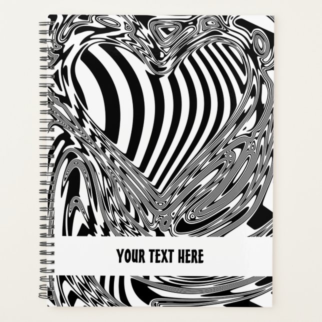 Black And White Geometric Art 12  Planner (Front)