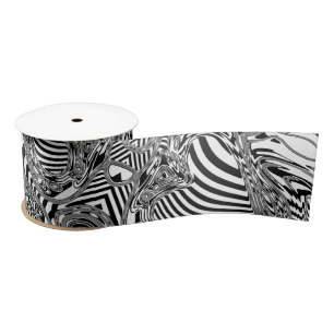 Black And White Geometric Art 12 Satin Ribbon
