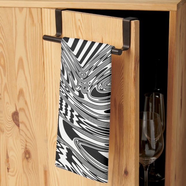 Black And White Geometric Art 12 Tea Towel (Thirds Fold)