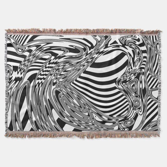 Black And White Geometric Art 12 Throw Blanket (Front)