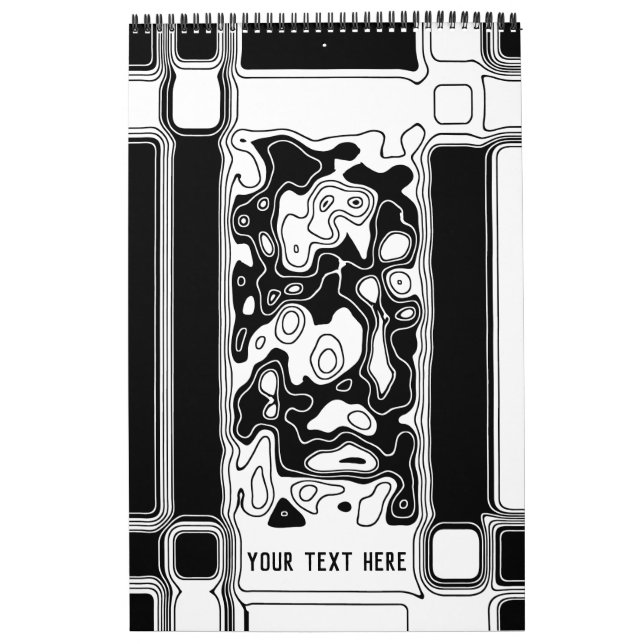 Black And White Geometric Art 1 Template Calendar (Cover)