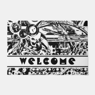 Black And White Geometric Art 20 Doormat