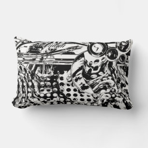 Black And White Geometric Art 20 Lumbar Cushion