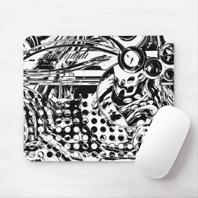 Black And White Geometric Art 20 Mouse Pad (With Mouse)
