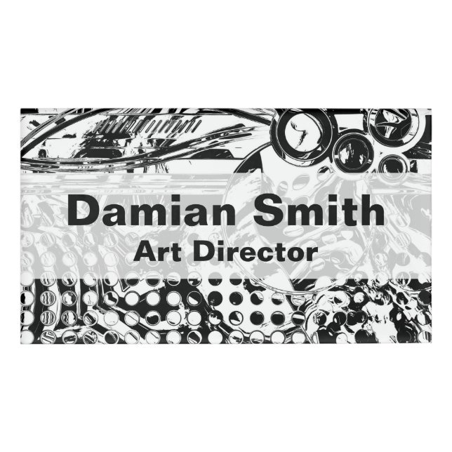 Black And White Geometric Art 20 Name Tag (Front)