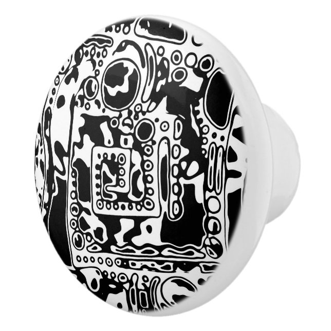 Black And White Geometric Art 25 Ceramic Knob (Right)