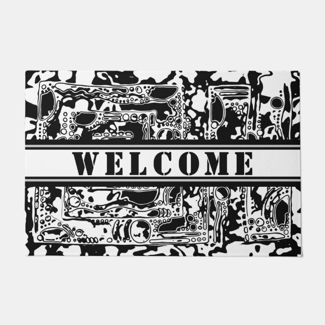 Black And White Geometric Art 25 Doormat (Front)