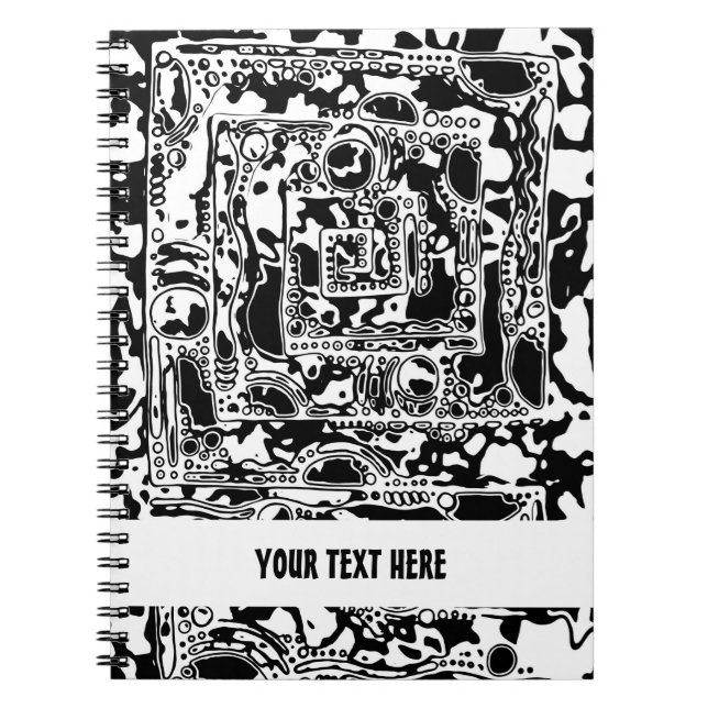 Black And White Geometric Art 25 Notebook (Front)