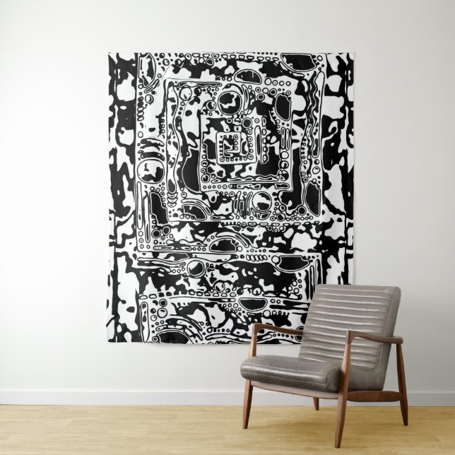 Black And White Geometric Art 25 Tapestry (In Situ)
