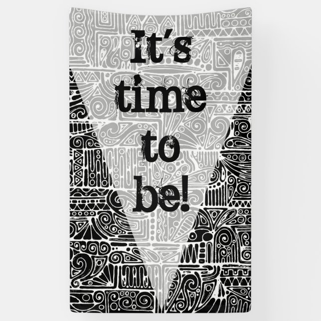 Black And White Geometric Art 2 Banner (Vertical)