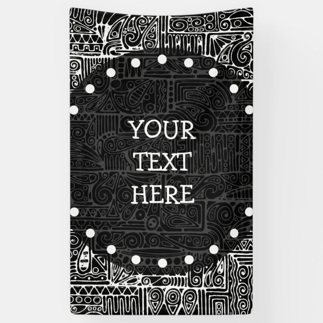Black And White Geometric Art 2 Banner (Vertical)