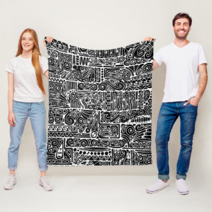 Black And White Geometric Art 2 Fleece Blanket
