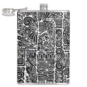 Black And White Geometric Art 2 Hip Flask