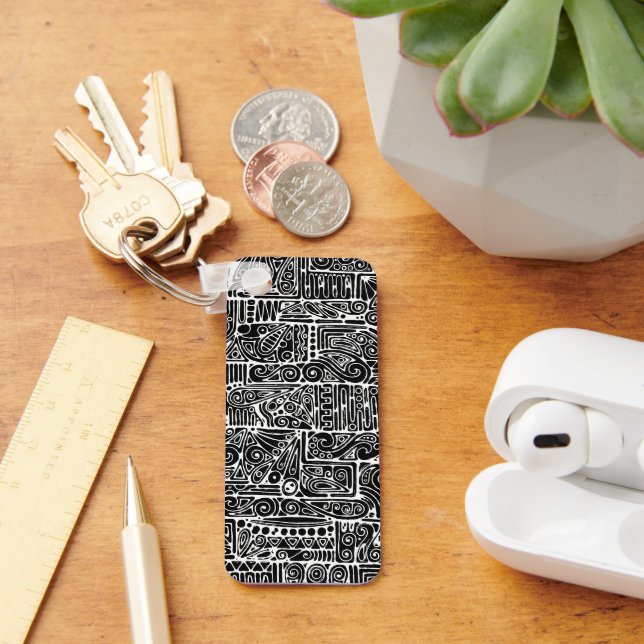 Black And White Geometric Art 2 Key Ring (Desk)