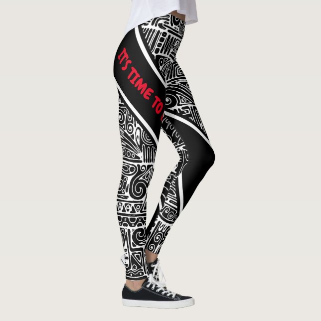 Black And White Geometric Art 2 Leggings (Right)
