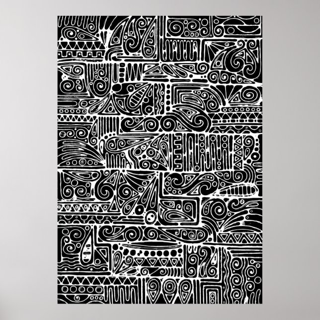 Black And White Geometric Art 2 Poster (Front)