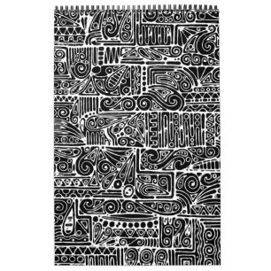 Black And White Geometric Art 2 Template Calendar
