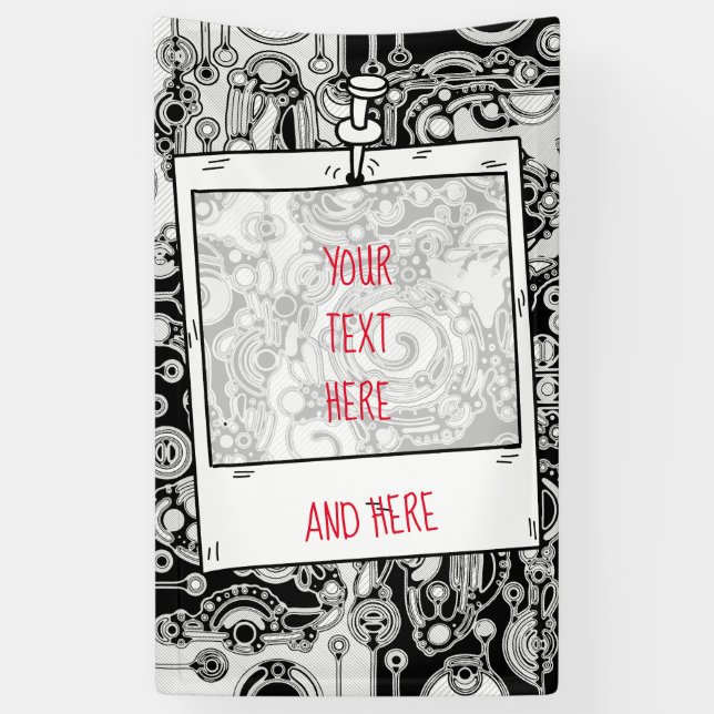 Black And White Geometric Art 3 Banner (Vertical)