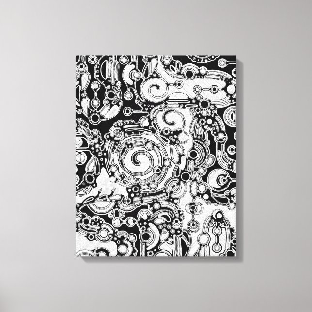 Black And White Geometric Art 3 Canvas Print (Front)